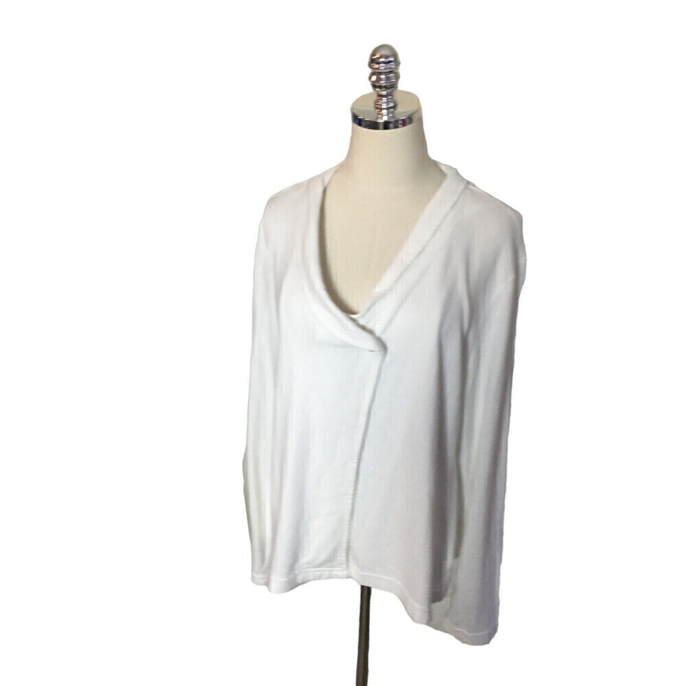 Russ Berens Size XL Jacket White Long Sleeve Lagenlook One Button Light Weight